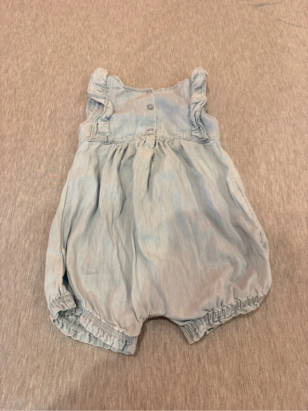 GAP Light Chambray Ruffle Strap Romper - Light Blue